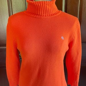 Lauren, by Ralph Lauren turtleneck sweater. Size medium, Orange, 100% cotton.
